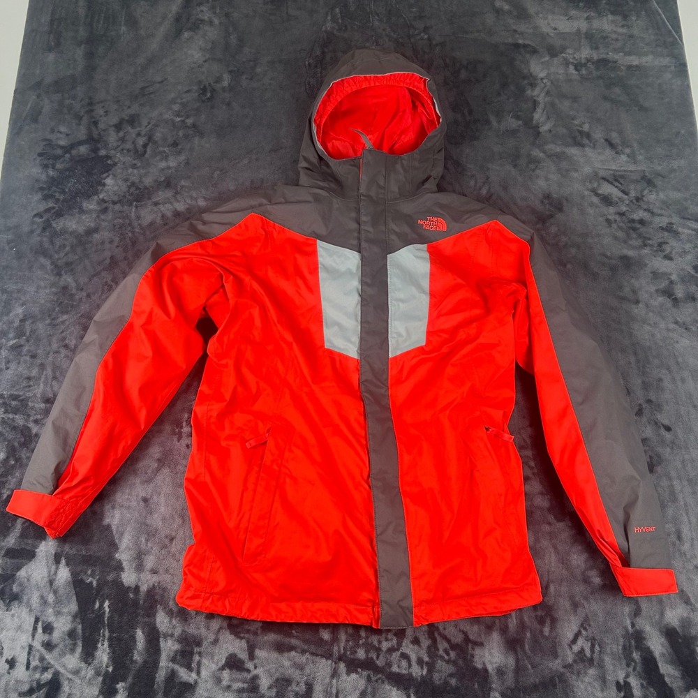 The North Face HyVent 3-in-1 Jacket Youth XL Red Grey Fleece Liner Triclimate